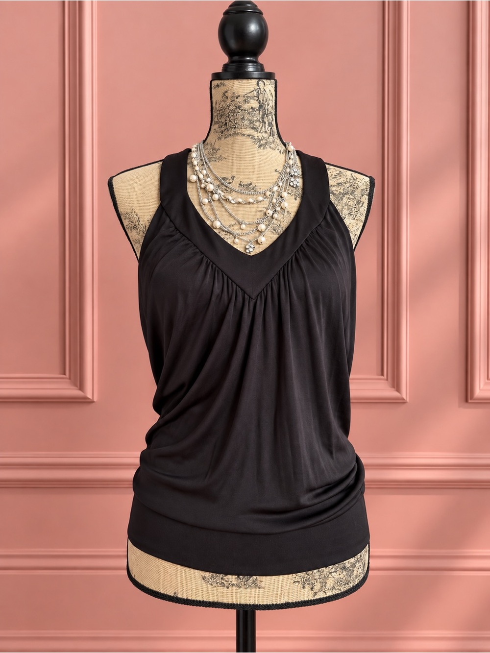 Y2K Marciano Black Draped Sleeveless Top Open Back Detail